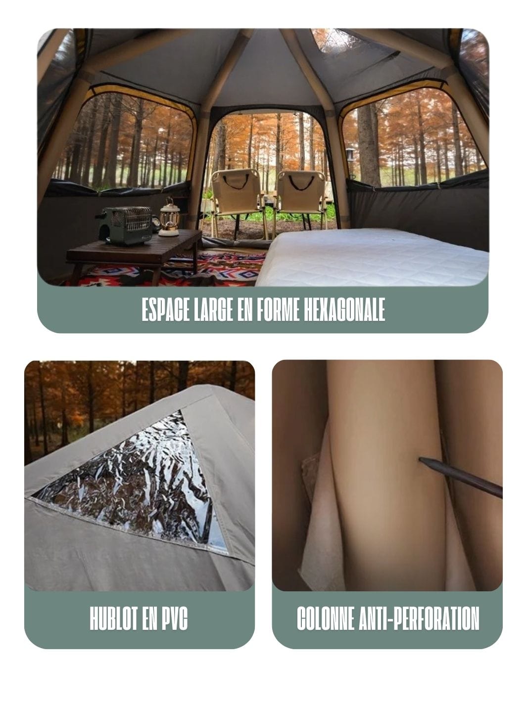 Tente gonflable de camping pour 4 personnes