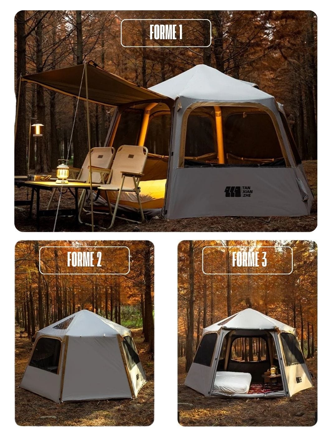 Tente gonflable de camping pour 4 personnes